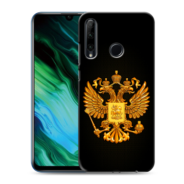 Силиконовый чехол на Huawei Honor 20e с принтом Герб России желтый