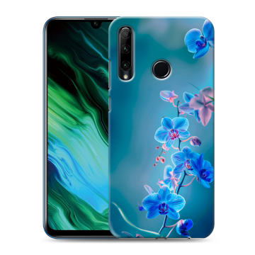 Силиконовый чехол на Huawei Honor 20e с принтом Голубые цветы Силиконовый чехол на Huawei Honor 20e с принтом Голубые цветы