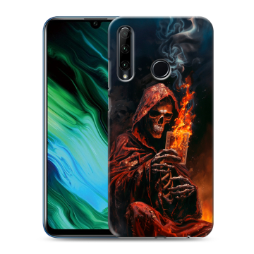 Силиконовый чехол на Huawei Honor 20e с принтом Скелет и карты Силиконовый чехол на Huawei Honor 20e с принтом Скелет и карты