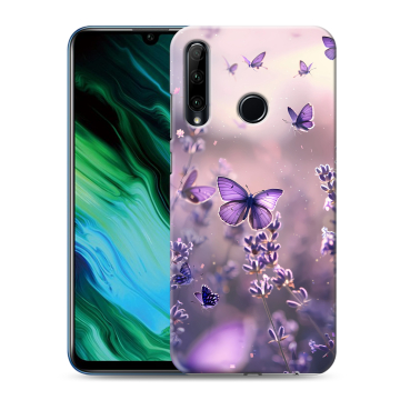 Силиконовый чехол на Huawei Honor 20e с принтом бабочки и лаванда