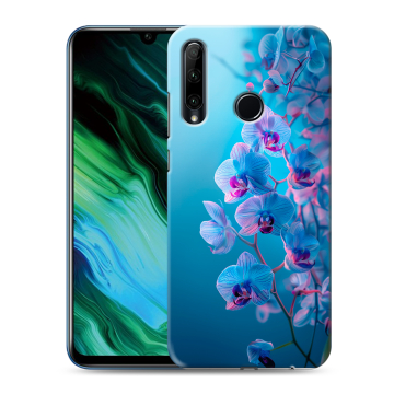 Силиконовый чехол на Huawei Honor 20e с принтом голубые орхидеи Силиконовый чехол на Huawei Honor 20e с принтом голубые орхидеи