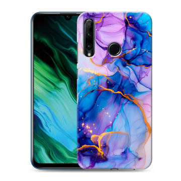 Силиконовый чехол на Huawei Honor 20e с принтом синий мрамор