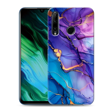 Силиконовый чехол на Huawei Honor 20e с принтом синий мрамор Силиконовый чехол на Huawei Honor 20e с принтом синий мрамор