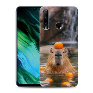 Силиконовый чехол на Huawei Honor 20e с принтом Капибара с апельсином