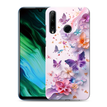 Силиконовый чехол на Huawei Honor 20e с принтом цветы бабочки