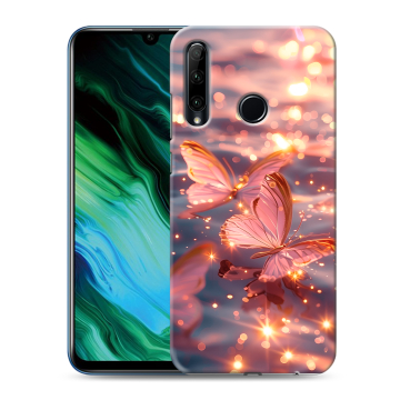 Силиконовый чехол на Huawei Honor 20e с принтом бабочки розовые
