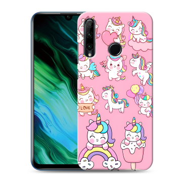 Силиконовый чехол на Huawei Honor 20e с принтом Единороги и радуга