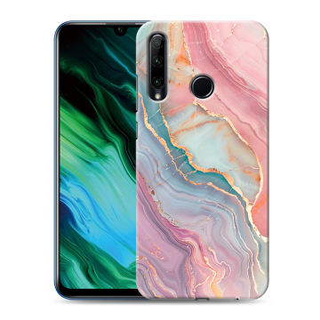 Силиконовый чехол на Huawei Honor 20e с принтом розовый мрамор