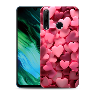 Силиконовый чехол на Huawei Honor 20e с принтом розовые сердечки Силиконовый чехол на Huawei Honor 20e с принтом розовые сердечки