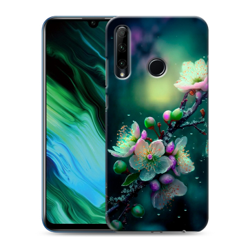 Силиконовый чехол на Huawei Honor 20e с принтом Цветы и мрамор