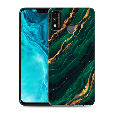 Силиконовый чехол на Huawei Honor 9X Lite с принтом Мрамор зеленое золото Силиконовый чехол на Huawei Honor 9X Lite с принтом Мрамор зеленое золото