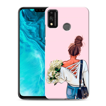 Силиконовый чехол на Huawei Honor 9X Lite с принтом Девушка и букет Силиконовый чехол на Huawei Honor 9X Lite с принтом Девушка и букет
