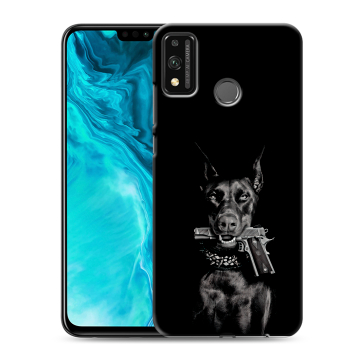 Силиконовый чехол на Huawei Honor 9X Lite с принтом Доберман и пистолет Силиконовый чехол на Huawei Honor 9X Lite с принтом Доберман и пистолет