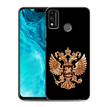 Силиконовый чехол на Huawei Honor 9X Lite с принтом Герб России золотой