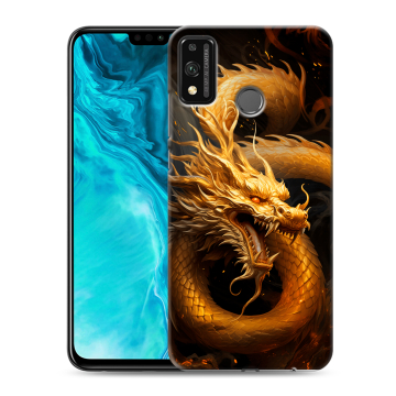 Силиконовый чехол на Huawei Honor 9X Lite с принтом Золотой дракон