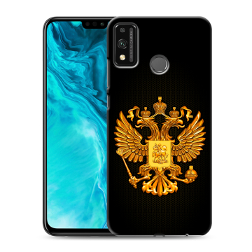 Силиконовый чехол на Huawei Honor 9X Lite с принтом Герб России желтый