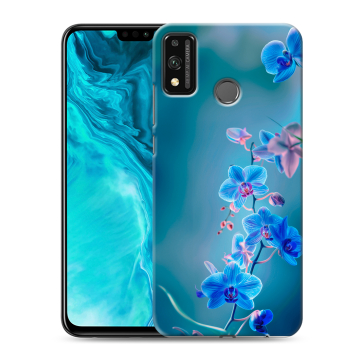 Силиконовый чехол на Huawei Honor 9X Lite с принтом Голубые цветы