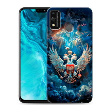 Силиконовый чехол на Huawei Honor 9X Lite с принтом Герб флаг России
