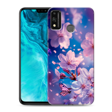 Силиконовый чехол на Huawei Honor 9X Lite с принтом цветы бабочки