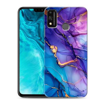 Силиконовый чехол на Huawei Honor 9X Lite с принтом синий мрамор