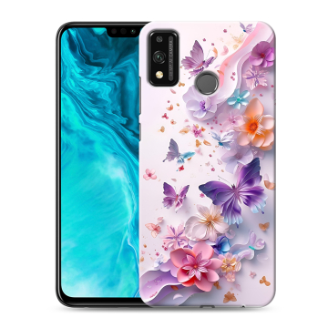 Силиконовый чехол на Huawei Honor 9X Lite с принтом цветы бабочки