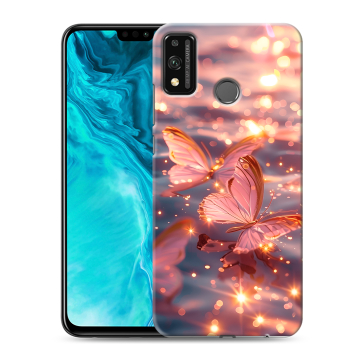 Силиконовый чехол на Huawei Honor 9X Lite с принтом бабочки розовые