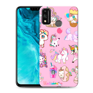 Силиконовый чехол на Huawei Honor 9X Lite с принтом розовые единороги
