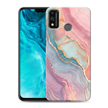 Силиконовый чехол на Huawei Honor 9X Lite с принтом розовый мрамор