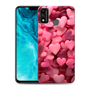 Силиконовый чехол на Huawei Honor 9X Lite с принтом розовые сердечки