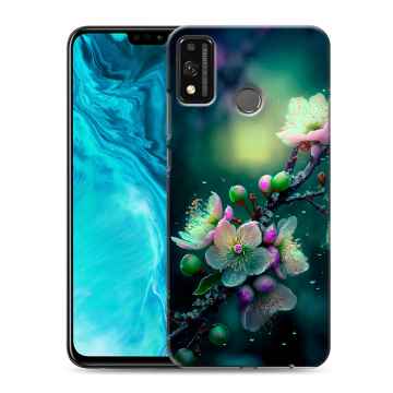 Силиконовый чехол на Huawei Honor 9X Lite с принтом Цветы и мрамор
