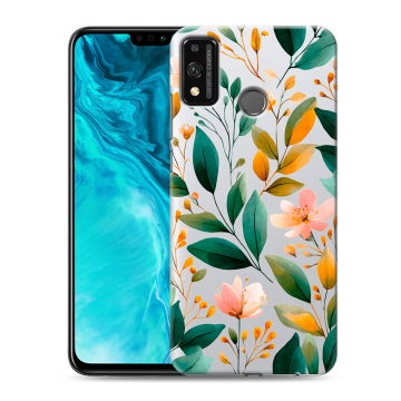 Силиконовый чехол на Huawei Honor 9X Lite с принтом Цветы паттерн