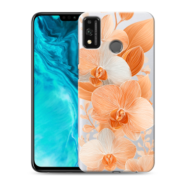 Силиконовый чехол на Huawei Honor 9X Lite с принтом Бежевые цветы