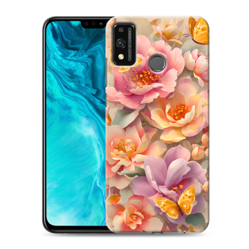 Силиконовый чехол на Huawei Honor 9X Lite с принтом Цветы и бабочки