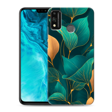 Силиконовый чехол на Huawei Honor 9X Lite с принтом Листья и золото