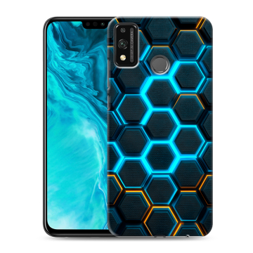 Силиконовый чехол на Huawei Honor 9X Lite с принтом Неоновые соты