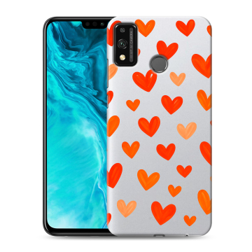 Силиконовый чехол на Huawei Honor 9X Lite с принтом Сердечки