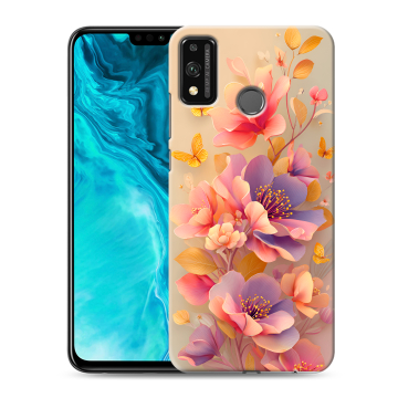 Силиконовый чехол на Huawei Honor 9X Lite с принтом Цветы и бабочки