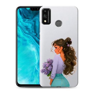 Силиконовый чехол на Huawei Honor 9X Lite с принтом девушка цветы