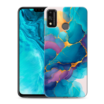 Силиконовый чехол на Huawei Honor 9X Lite с принтом Мрамор блестки