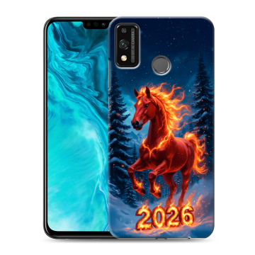 Силиконовый чехол на Huawei Honor 9X Lite с принтом Новый год коня