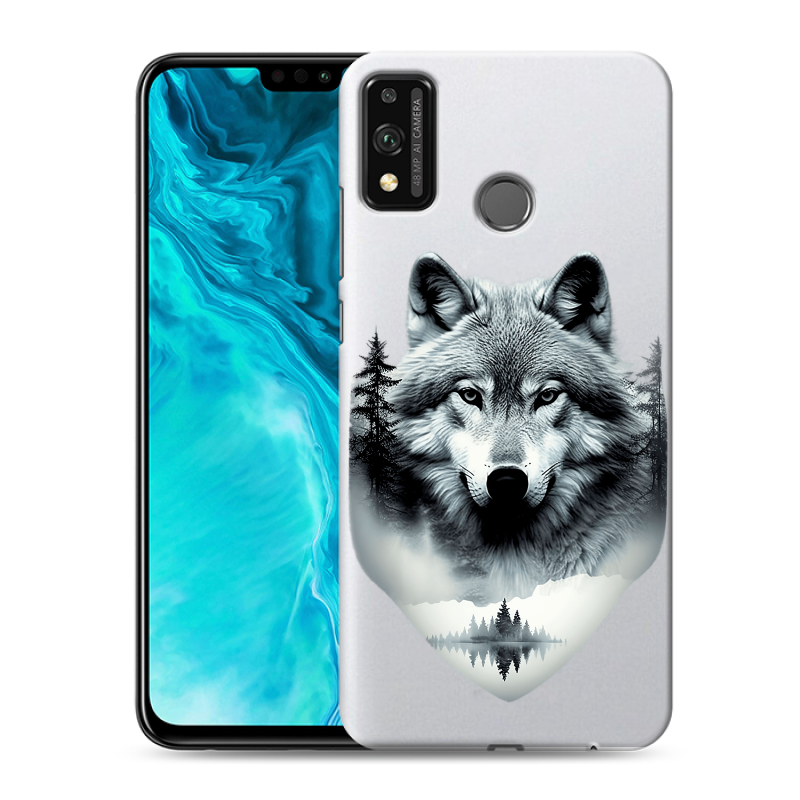Силиконовый чехол на Huawei Honor 9X Lite с принтом Волк в лесу Силиконовый чехол на Huawei Honor 9X Lite с принтом Волк в лесу