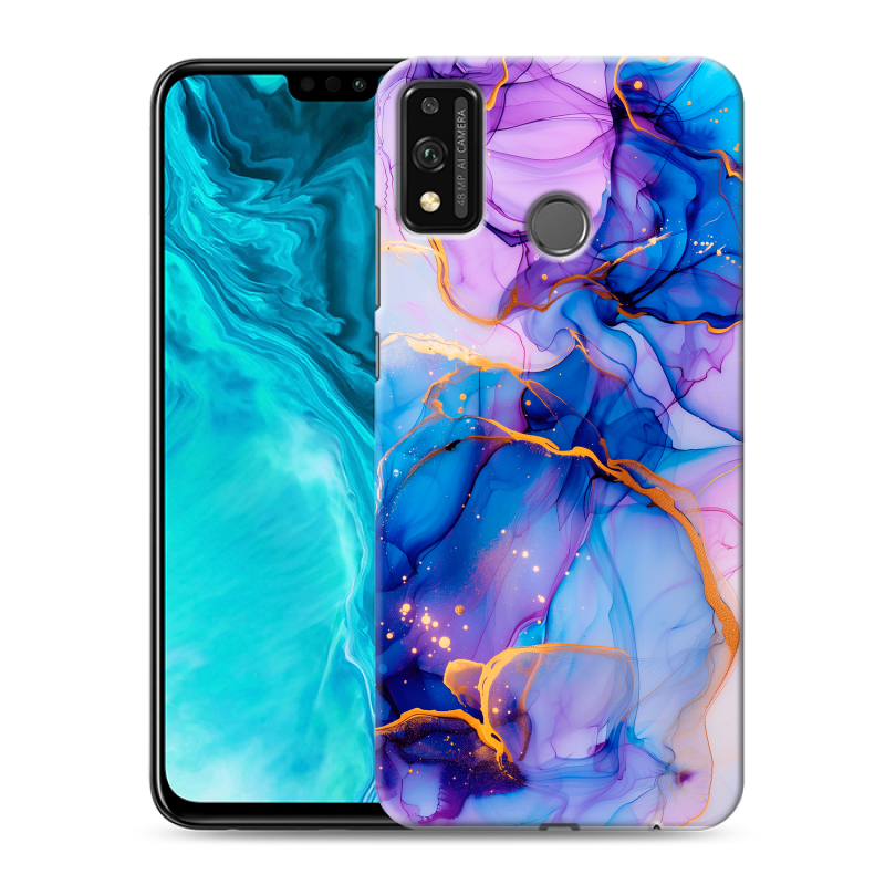 Силиконовый чехол на Huawei Honor 9X Lite с принтом синий мрамор Силиконовый чехол на Huawei Honor 9X Lite с принтом синий мрамор