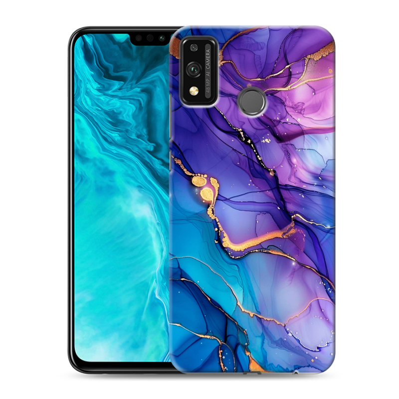Силиконовый чехол на Huawei Honor 9X Lite с принтом синий мрамор Силиконовый чехол на Huawei Honor 9X Lite с принтом синий мрамор