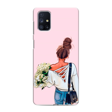 Силиконовый чехол на Samsung Galaxy M51 с принтом Девушка и букет
