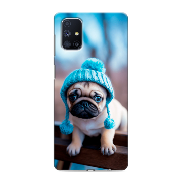 Силиконовый чехол на Samsung Galaxy M51 с принтом Мопс в шапке Силиконовый чехол на Samsung Galaxy M51 с принтом Мопс в шапке