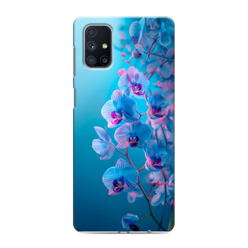 Силиконовый чехол на Samsung Galaxy M51 с принтом голубые орхидеи Силиконовый чехол на Samsung Galaxy M51 с принтом голубые орхидеи