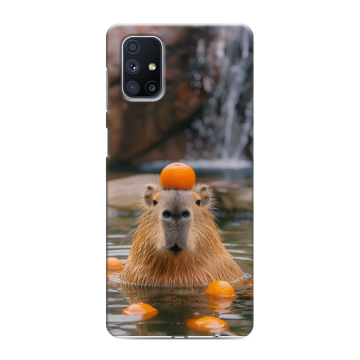 Силиконовый чехол на Samsung Galaxy M51 с принтом Капибара с апельсином Силиконовый чехол на Samsung Galaxy M51 с принтом Капибара с апельсином