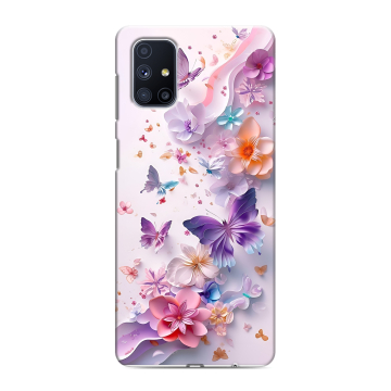 Силиконовый чехол на Samsung Galaxy M51 с принтом цветы бабочки Силиконовый чехол на Samsung Galaxy M51 с принтом цветы бабочки