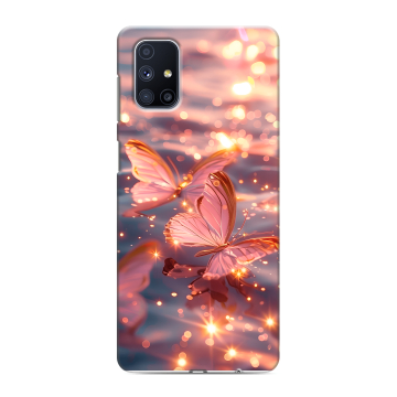 Силиконовый чехол на Samsung Galaxy M51 с принтом бабочки розовые Силиконовый чехол на Samsung Galaxy M51 с принтом бабочки розовые