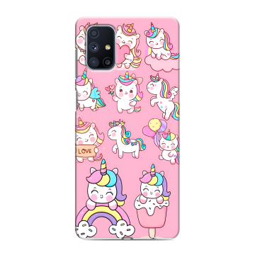 Силиконовый чехол на Samsung Galaxy M51 с принтом Единороги и радуга Силиконовый чехол на Samsung Galaxy M51 с принтом Единороги и радуга